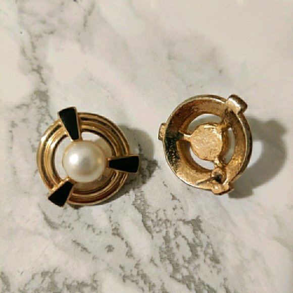 Vintage pearl and gold earrings - Picture 1 of 3